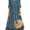 Maxi Dresses V-Neck Half Sleeves Printed Floor Length Oversized Dress - Image 4