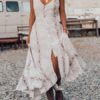 Maxi Dresses V Neck Animal Print Ruffle Floor Length Boho Dress - Image 2