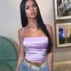New Elegant Satin Straps Crop Vest Tops