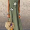 Oversized Maxi Dresses Sleeveless Jewel Neck Floor Length Long Dress