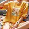 Pajamas Sleepwear Printed Two Piece Jewel Neck Short Sleeves Cotton Blend Lingerie - Image 2