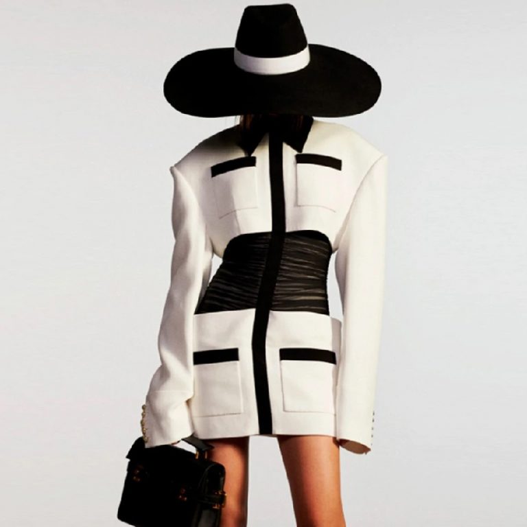 Patchwork Pocket Fashion Long Sleeve Bodycon Dress