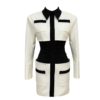 Patchwork Pocket Fashion Long Sleeve Bodycon Dress - Image 2