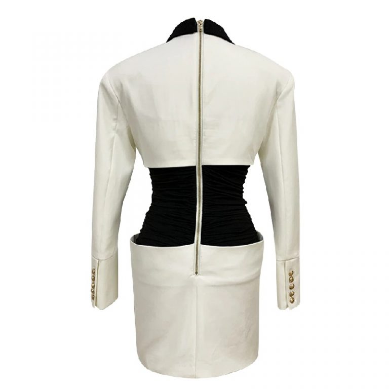 Patchwork Pocket Fashion Long Sleeve Bodycon Dress - Image 3