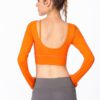 Plain Pure Color Backless Skinny Yoga T Shirt