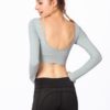 Plain Pure Color Backless Skinny Yoga T Shirt - Image 4