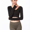 Plain Pure Color Backless Skinny Yoga T Shirt - Image 5