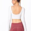 Plain Pure Color Backless Skinny Yoga T Shirt - Image 7