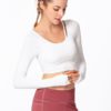Plain Pure Color Backless Skinny Yoga T Shirt - Image 8