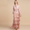 Polka Dot Bow Halter Tiered Party Maxi Dress