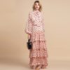 Polka Dot Bow Halter Tiered Party Maxi Dress - Image 3