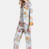Satin Lapel Casual Loungewear Floral Printed Pajamas - Image 2