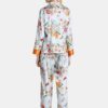Satin Lapel Casual Loungewear Floral Printed Pajamas - Image 3