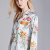 Satin Lapel Casual Loungewear Floral Printed Pajamas - Image 7