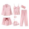 Sexy Faux Silk Long Sleeve 7 Pieces Sets - Image 3