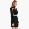 Sexy Lace Bandage Long Sleeve Hollow Out Club Mini Party Dress - Image 2