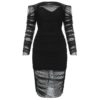 Sexy Lace Slash Neck Long Sleeve Bodycon Dress - Image 2