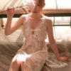 Sexy Night Wear Sleeveless Bows Backless Semi Sheer Sleepwear - Image 3