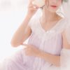 Sexy Sleepwear Night Gown Lace V Neck Short Sleeve Bows Tulle Nightwear