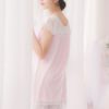 Sexy Sleepwear Night Gown Lace V Neck Short Sleeve Bows Tulle Nightwear - Image 7