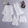 Sexy Soft Silk Sleepwear 4 Pieces Set - Image 3