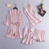 Sexy Soft Silk Sleepwear 4 Pieces Set - Image 4