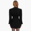 Sexy V Neck Long Sleeve Button Draped Mini Club Dresses - Image 2