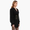 Sexy V Neck Long Sleeve Button Draped Mini Club Dresses - Image 3