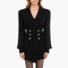 Sexy V Neck Long Sleeve Button Draped Mini Club Dresses - Image 4