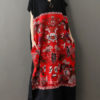 Short Sleeves Geometric V-Neck Layered Cotton Long Maxi Dress