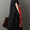 Short Sleeves Geometric V-Neck Layered Cotton Long Maxi Dress - Image 2
