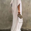 Short Sleeve Jewel Neck Polyester Long Maxi Dress - Image 4