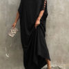 Short Sleeve Jewel Neck Polyester Long Maxi Dress