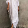 Short Sleeve Jewel Neck Polyester Long Maxi Dress - Image 5