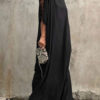 Short Sleeve Jewel Neck Polyester Long Maxi Dress - Image 2