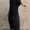 Short Sleeve Jewel Neck Polyester Long Maxi Dress - Image 3