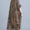 Short Sleeves Leopard Print Jewel Neck Layered Cotton Long Maxi Dress - Image 3