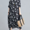 Short Sleeves Leopard Print Jewel Neck Layered Cotton Long Maxi Dress - Image 5