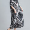 Short Sleeves Leopard Print Jewel Neck Layered Cotton Long Maxi Dress - Image 6