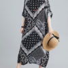 Short Sleeves Leopard Print Jewel Neck Layered Cotton Long Maxi Dress - Image 7