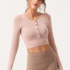 Simple Style Pure Color Sports Yoga Cropped T Shirt