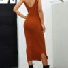 Sleeveless Deep V-Neck Lace Up Cotton Long Maxi Dress - Image 6