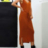 Sleeveless Deep V-Neck Lace Up Cotton Long Maxi Dress - Image 7