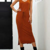 Sleeveless Deep V-Neck Lace Up Cotton Long Maxi Dress