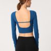 Solid Breathable Long Sleeve Yoga T Shirt With Breast Pad