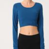 Solid Breathable Long Sleeve Yoga T Shirt With Breast Pad - Image 2
