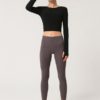 Solid Breathable Long Sleeve Yoga T Shirt With Breast Pad - Image 6