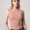 Solid Crew Neck Padded Sports Tank Top - Image 4