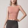 Solid Crew Neck Padded Sports Tank Top - Image 5
