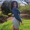 Solid Ribbed Sashes V-neck Romper - Image 3